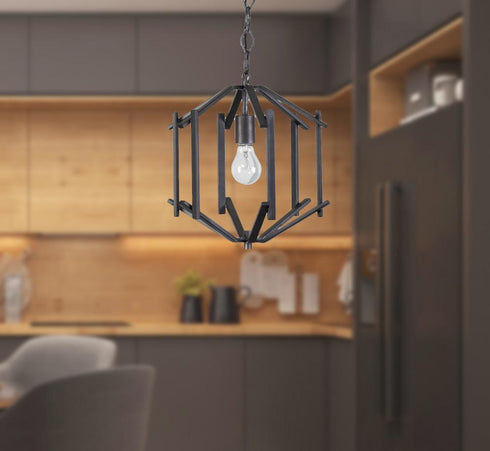 Varaluz Offset 1 Light Pendant in Forged Iron Finish Model: 611600