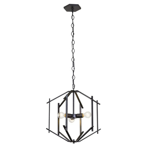 Varaluz Offset 3 Light Pendant in Forged Iron Finish Model: 611610