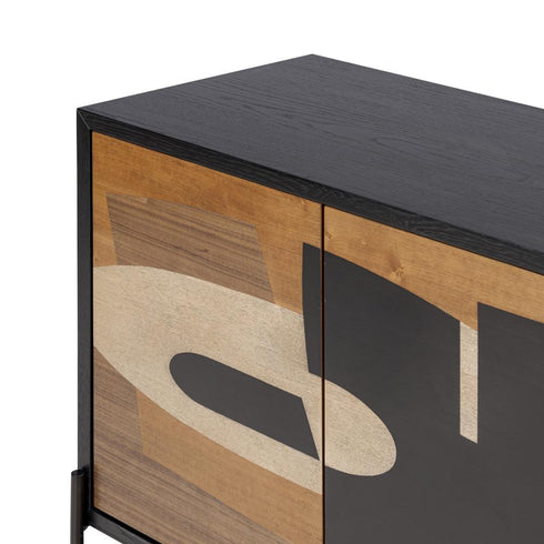 Varaluz Parker Credenza Blac Walnu White Ash Cherr Black Oak in Black/Walnut/White Ashe/Cherry/Black Oak Finish Model: 505ST48A