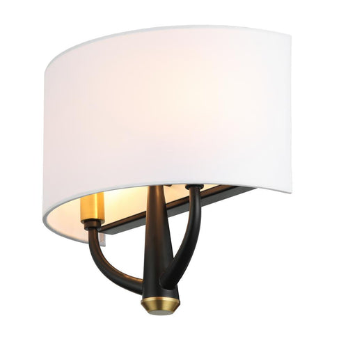 Varaluz Patchwork 2 Light Sconce Blac Satin Brass in Black/Satin Brass Finish Model: 503W02BLSB