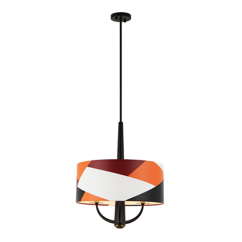 Varaluz Patchwork 3 Light Pendant Blac Satin Bras Patchwork in Black/Satin Brass/Patchwork Finish Model: 501P03BLSB