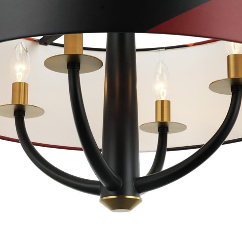 Varaluz Patchwork 4 Light Pendant Blac Satin Bras Patchwork in Black/Satin Brass/Patchwork Finish Model: 501P04BLSB
