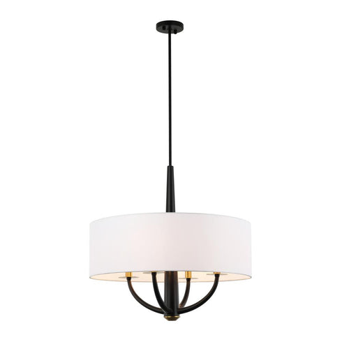 Varaluz Patchwork 4 Light Pendant Blac Satin Brass in Black/Satin Brass Finish Model: 503P04BLSB