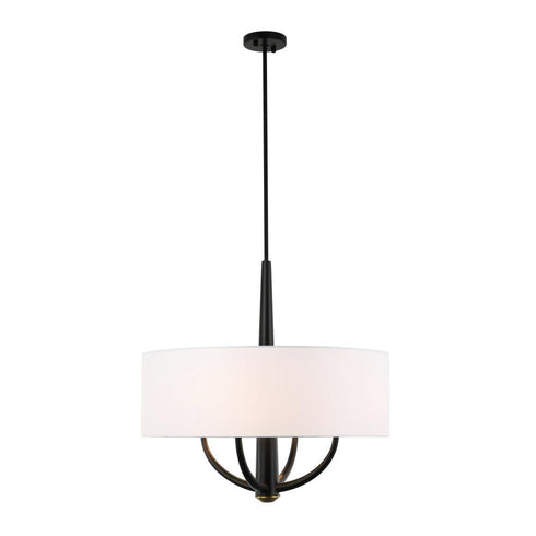Varaluz Patchwork 4 Light Pendant Blac Satin Brass in Black/Satin Brass Finish Model: 503P04BLSB