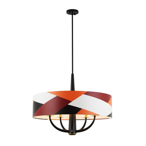 Varaluz Patchwork 5 Light Pendant Blac Satin Bras Patchwork in Black/Satin Brass/Patchwork Finish Model: 501P05BLSB