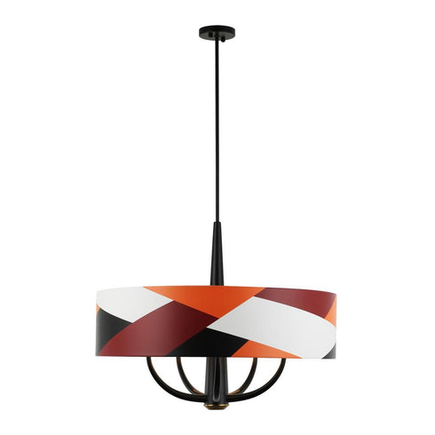Varaluz Patchwork 5 Light Pendant Blac Satin Bras Patchwork in Black/Satin Brass/Patchwork Finish Model: 501P05BLSB
