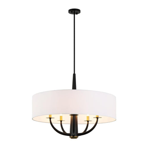 Varaluz Patchwork 5 Light Pendant Blac Satin Brass in Black/Satin Brass Finish Model: 503P05BLSB