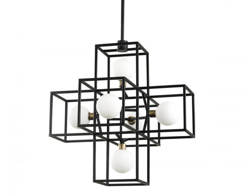 Varaluz Plaza 6 Light Pendant Carbo Havana Gold in Carbon/Havana Gold Finish Model: 325P06CBHG