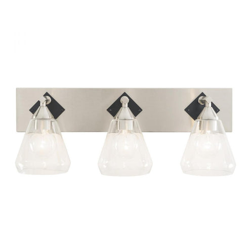 Varaluz Prestige 3 Light Bath Brushed Nicke Matte Black in Brushed Nickel/Matte Black Finish Model: 349B03BNMB
