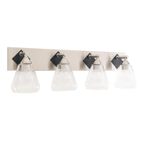 Varaluz Prestige 4 Light Bath Brushed Nicke Matte Black in Brushed Nickel/Matte Black Finish Model: 349B04BNMB