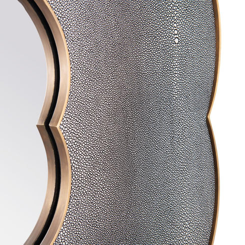 Varaluz Scallop 36 in Wall Mirror Gray Shagree Weathered Brass in Gray Shagreen/Weathered Brass Finish Model: 453MI36A