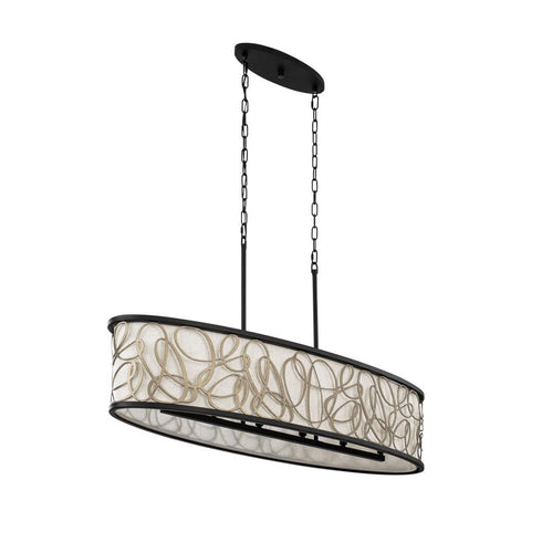 Varaluz Scribble 6 Light Linear Pendant Matte Blac Model: 381N06MBAR