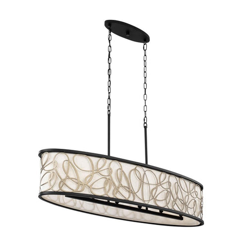 Varaluz Scribble 6 Light Linear Pendant Matte Blac Model: 381N06MBAR