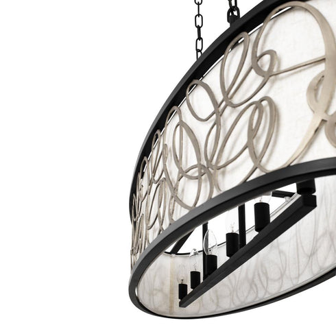 Varaluz Scribble 6 Light Linear Pendant Matte Blac Model: 381N06MBAR