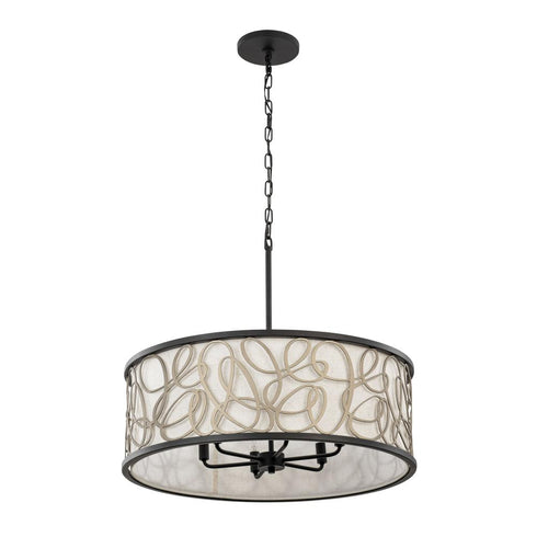 Varaluz Scribble 6 Light Pendant Matte Blac Model: 381P06MBAR