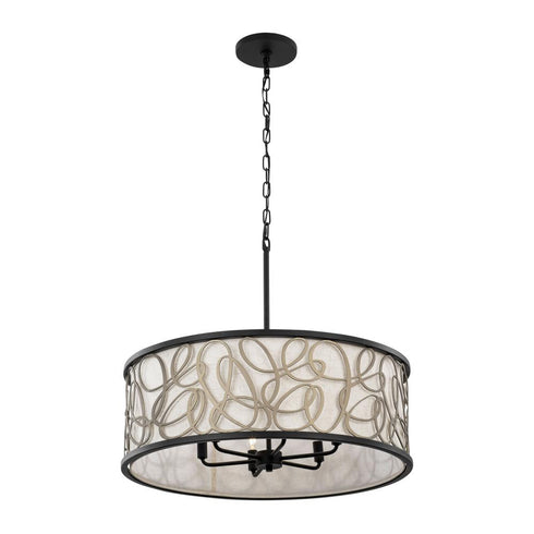 Varaluz Scribble 6 Light Pendant Matte Blac Model: 381P06MBAR