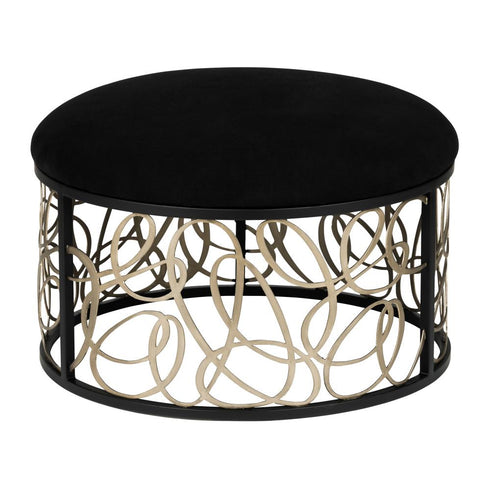 Varaluz Scribble Nesting Coffee Table and Ottoman Matte Blac Artifact in Matte Black/Artifact Finish Model: 381TC32NMBAR