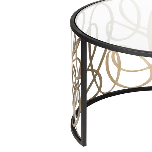 Varaluz Scribble Nesting Coffee Table and Ottoman Matte Blac Artifact in Matte Black/Artifact Finish Model: 381TC32NMBAR