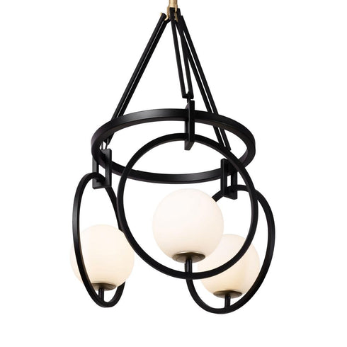 Varaluz Stopwatch 3 Light Pendant Matte Blac Model: 388P03MBFG