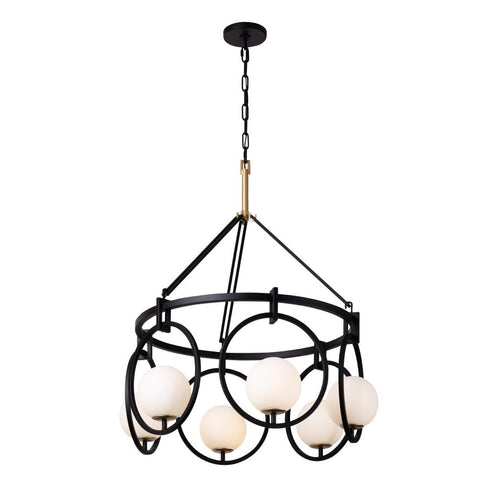Varaluz Stopwatch 6 Light Pendant Matte Blac Model: 388P06MBFG