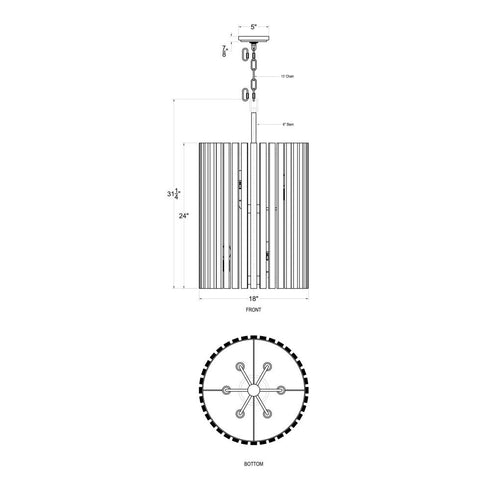 Varaluz Suratto 6 Light Foyer Matte Blac Medium Model: 387F06MBW