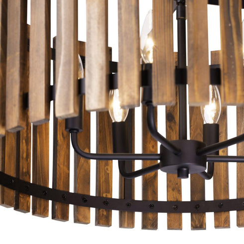 Varaluz Suratto 6 Light Pendant Matte Blac Medium Model: 387P06MBW
