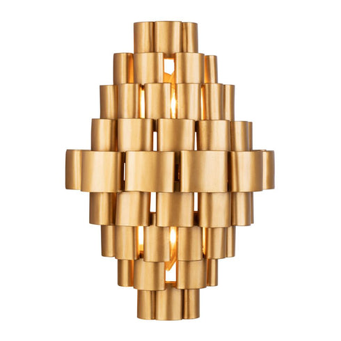 Varaluz Totally Tubular 2 Light Sconce Antique Gol Model: 369W02AGCB