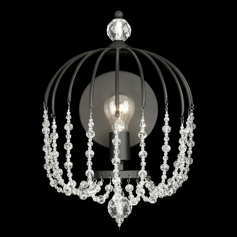 Varaluz Voliere 1 Light Crystal Wall Sconce Matte Model: 343W01MB