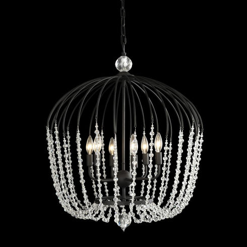 Varaluz Voliere 6 Light Crystal Tall Pendant Matte Model: 343P06MB