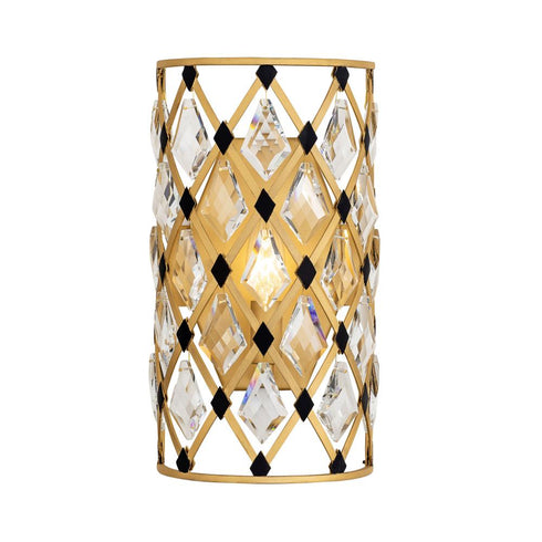Varaluz Winsor Windsor 1 Light Crystal Sconce French Gol Model: 345W01FGMB