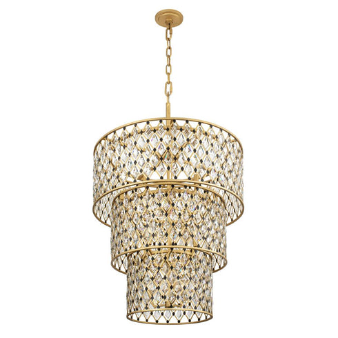 Varaluz Winsor Windsor 13 Light 3 Tier Crystal Chandelier Model: 345C13FGMB