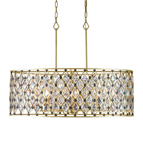 Varaluz Winsor Windsor 8 Light Oval Crystal Linear Pendant Model: 345N08FGMB