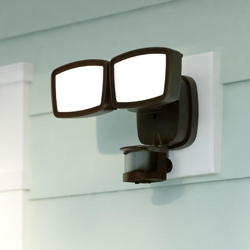 Vaxcel 10.75 in. 2 Light LED Outdoor Motion Sensor Security Flood Light in Bronze 180 Deg. Model: T0699