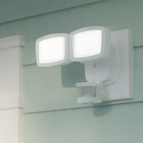 Vaxcel 10.75 in. 2 Light LED Outdoor Motion Sensor Security Flood Light in White 180 Deg. Model: T0698