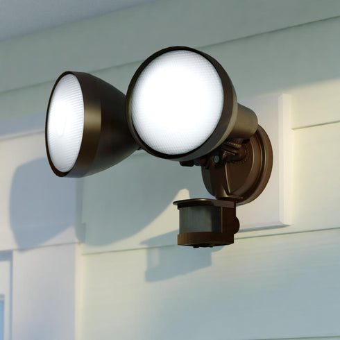 Vaxcel 11.75 in. 2 Light Outdoor Motion Sensor Security Flood Light in Bronze 180 Deg. Model: T0695