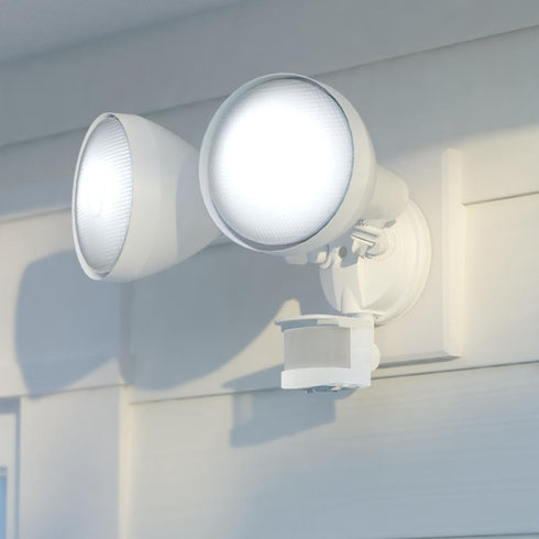 Vaxcel 11.75 in. 2 Light Outdoor Motion Sensor Security Flood Light in White 180 Degrees Model: T0694