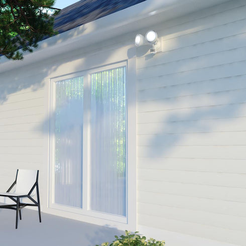 Vaxcel 11.75 in. 2 Light Outdoor Motion Sensor Security Flood Light in White 180 Degrees Model: T0694