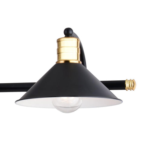 Vaxcel Akron 4 Light Vanity in Matte Black and Natural Brass with Matte White Model: W0437