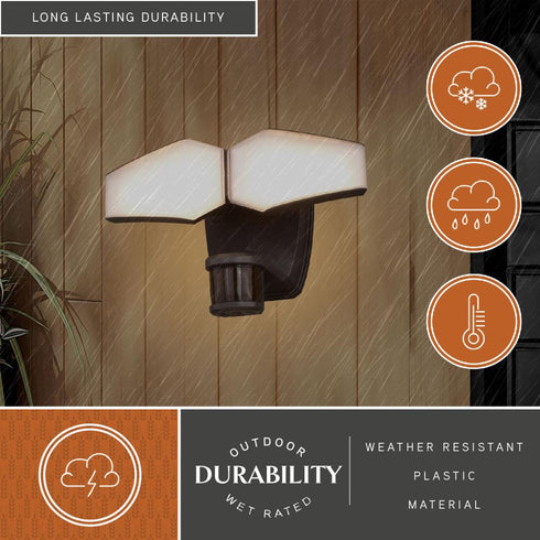 Vaxcel Almora 12 in. W 2 Light LED Outdoor Motion Sensor in Bronze Model: T0785