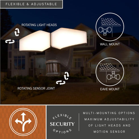 Vaxcel Almora 12 in. W 2 Light LED Outdoor Motion Sensor in Bronze Model: T0785