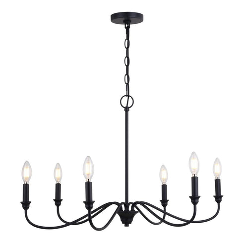 Vaxcel Annabelle 30 in. 6 Light Chandelier in Matte Black Model: H0298