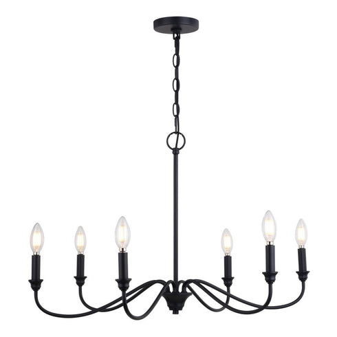 Vaxcel Annabelle 30 in. 6 Light Chandelier in Matte Black Model: H0298