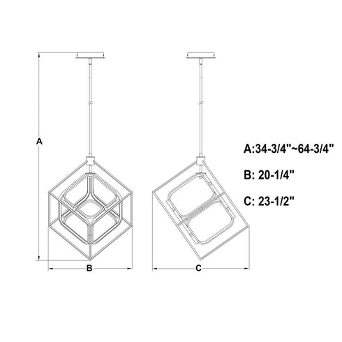 Vaxcel Anson 23.5 in. W LED Pendant in Matte Black and Gold Model: P0413