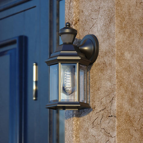 Vaxcel Auburn Dualux 6.25 in. Outdoor Motion Sensor Wall Light in Textured Black Model: T0731