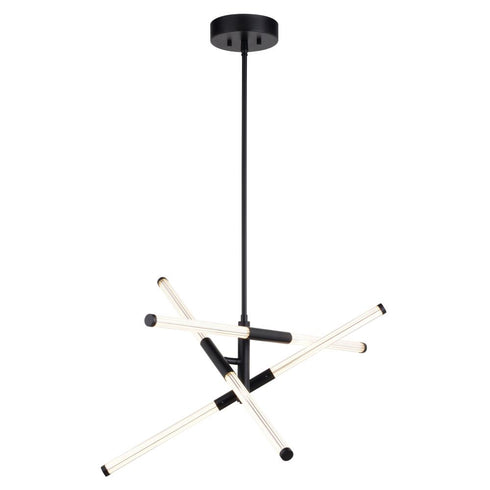 Vaxcel Avalon 27 in. W 6 Light LED Pendant in Matte Black Model: P0425