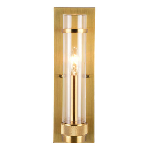 Vaxcel Bari 14 in.H Wall Light in Satin Brass Model: W0425