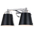 Vaxcel Barrington 16 in. 2 Light Vanity in Matte Black and Chrome Model: W0423