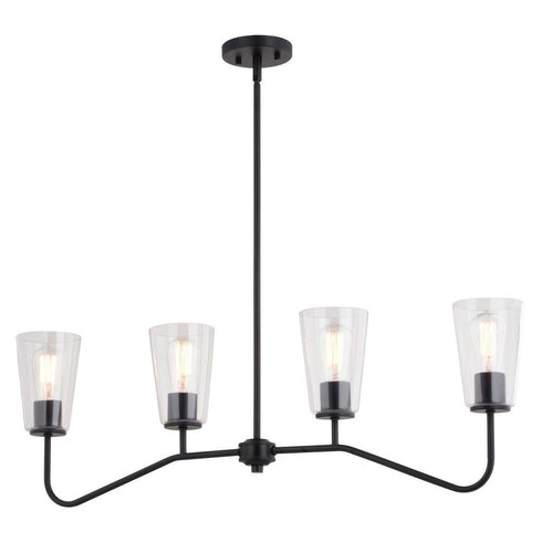 Vaxcel Beverly 36 in 4 Light Linear Chandelier in Matte Black Model: H0285