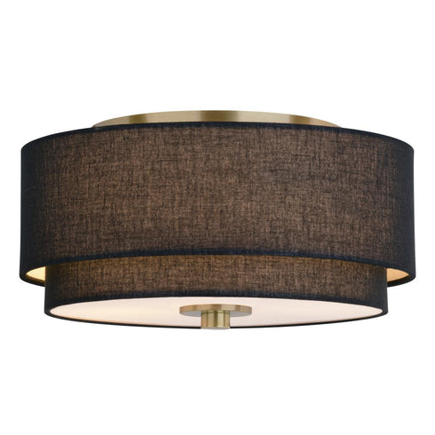 Vaxcel Burnaby 13 in. 2 Light Flush in Matte Brass with Black Fabric Model: C0309