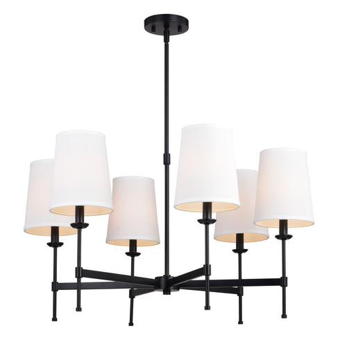 Vaxcel Camden 30 in 6 Light Chandelier in Matte Black Model: H0288